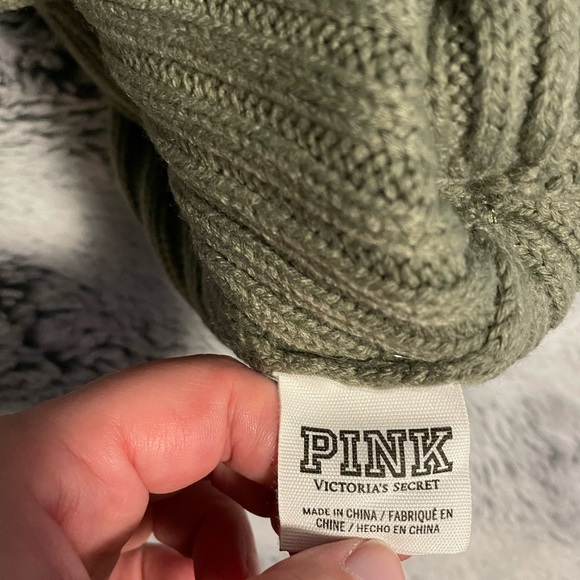 PINK Victoria’s Secret Olive Green Beanie Hat - Picture 2 of 3